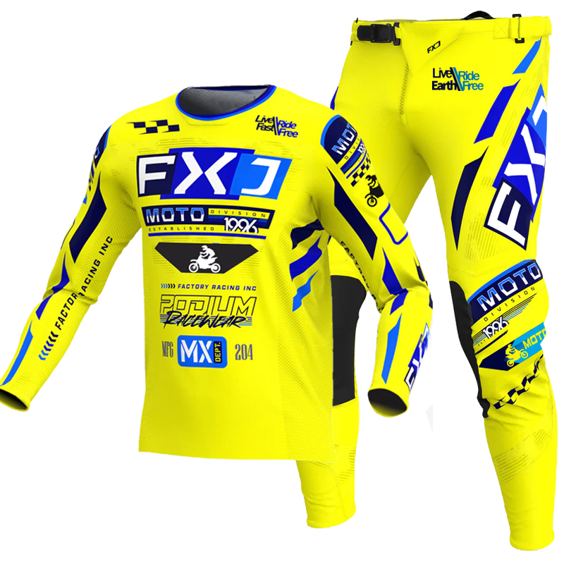 Mountain Biking Games - NEU FXJ gelbes Enduro-Motocross-Ausrüstungsset MX-Jersey-Hose grüne